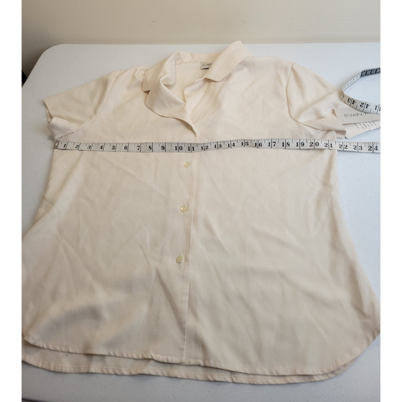 NWT Vtg Evan Picone Button Up Shirt Ivory 100% Silk Short Sleeve Women's Size 12 - Picture 4 of 15